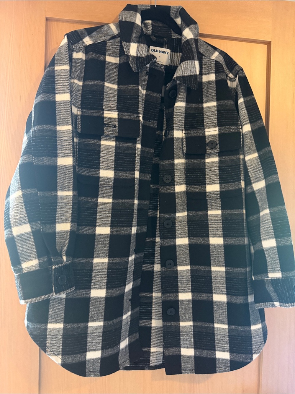 Plaid Wool Coat M